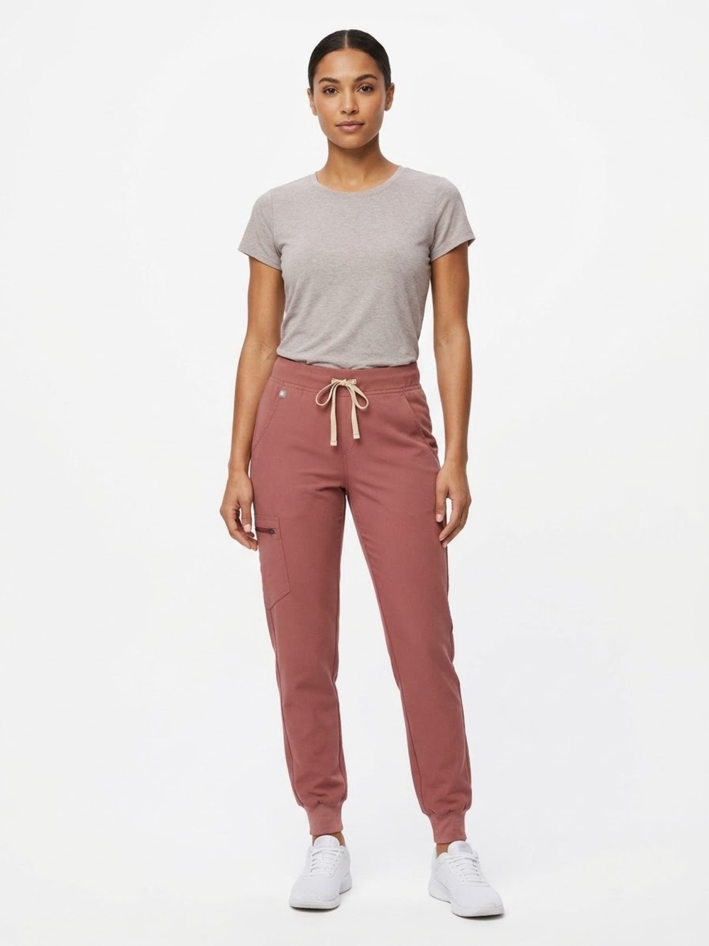 FIGS Zamora Jogger Scrub Pants Dusty Rose Pink Cargo Size Small